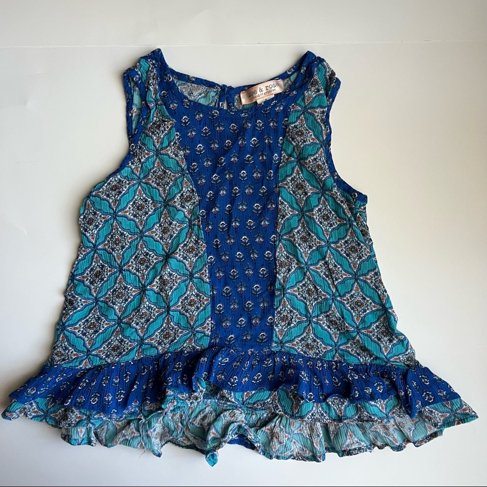 🍭 Zoe & Rose Girls Blue Sleeveless Top - Size Medium (Used)